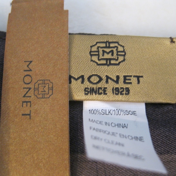 Monet Silk Monogram Logo Scarf WT - Picture 3 of 5
